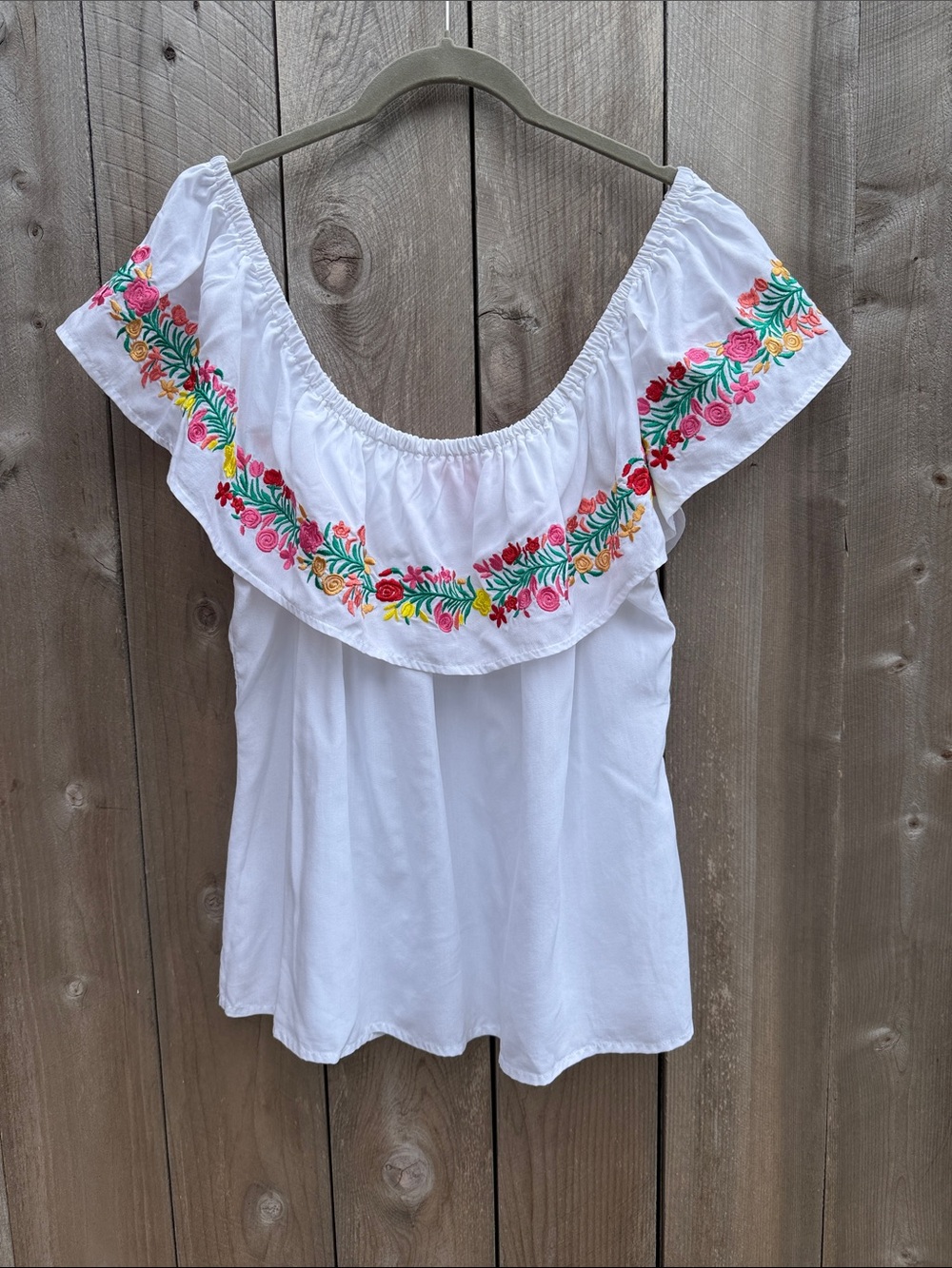 CATHERINE Catherine Malandrino White Off Shoulder Floral Embroidered Top Lj